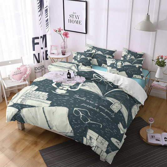 Classic Book Print 4-Piece Bedding Set