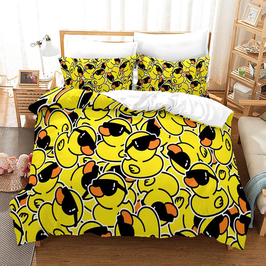 Cheerful Duck Pattern Duvet Cover & Pillowcases