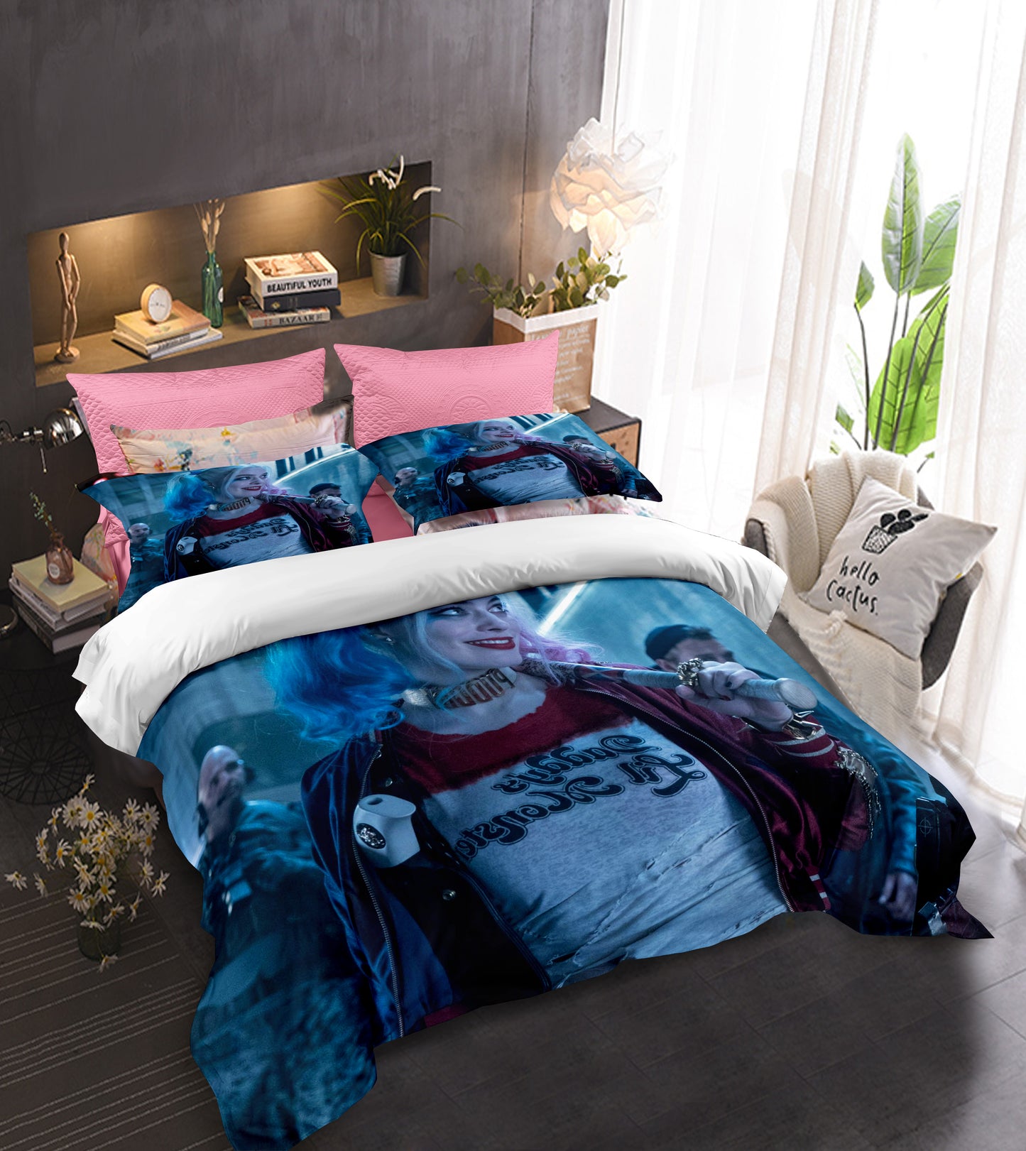 Suicide Squad Bedding Ensemble - Harley Quinn Diamond Pattern Full Set