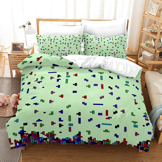 Soft Tetris Print Bedding Set