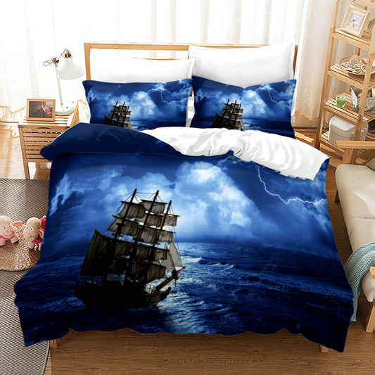 Black Sail Pirate Ship Luxury Bedding Collection