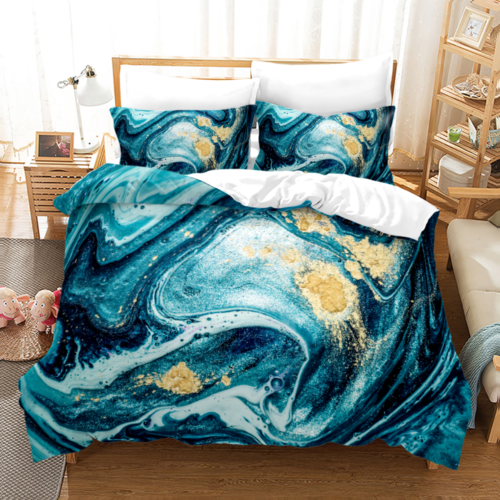 Geometric Marble Stripe Bedding Ensemble