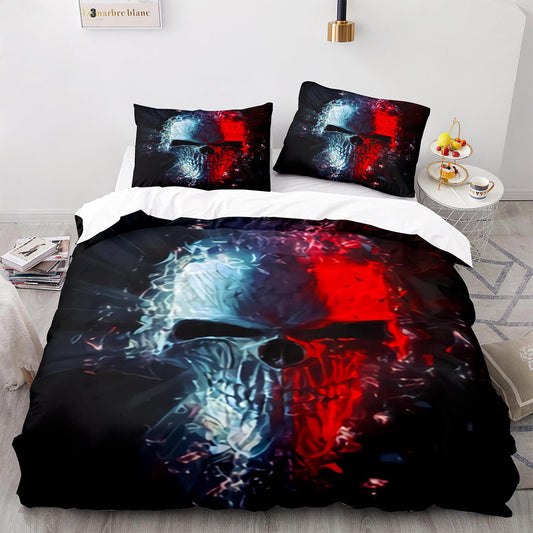 Skeleton King Bedding Bundle – 4-PC Dark Theme Sheet Set & Pillowcases