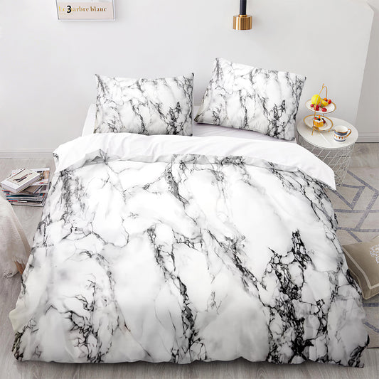 Soft Marble Print Bed Sheet Set