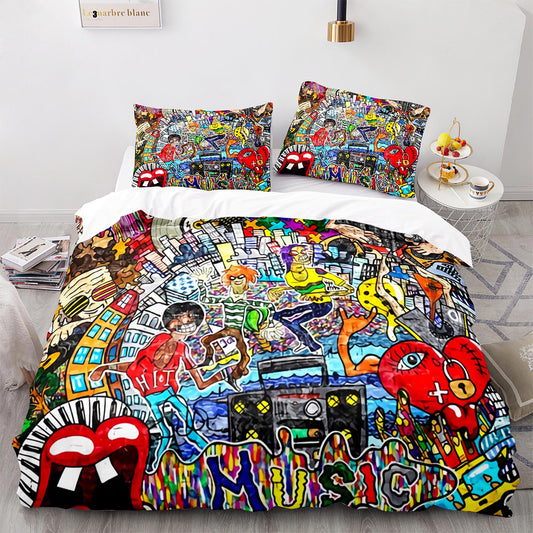Doodle Pattern Queen Bed Set