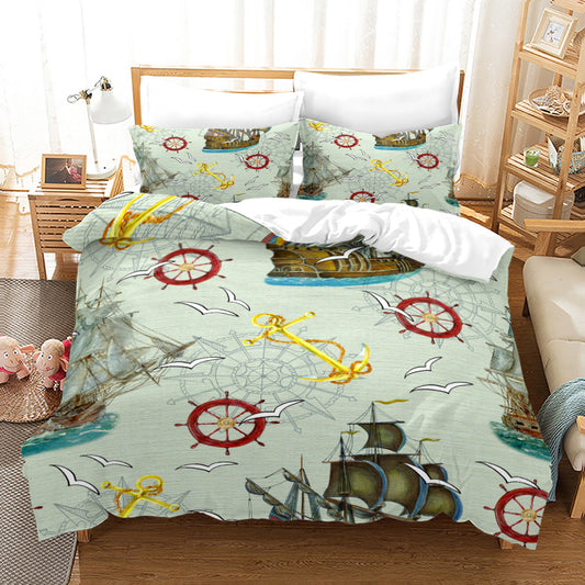 Caribbean Pirate Ship 3D Printed Bedding Collection