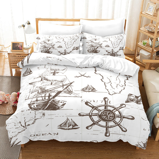 Pirate Treasure Chest Print Luxury Bed Set