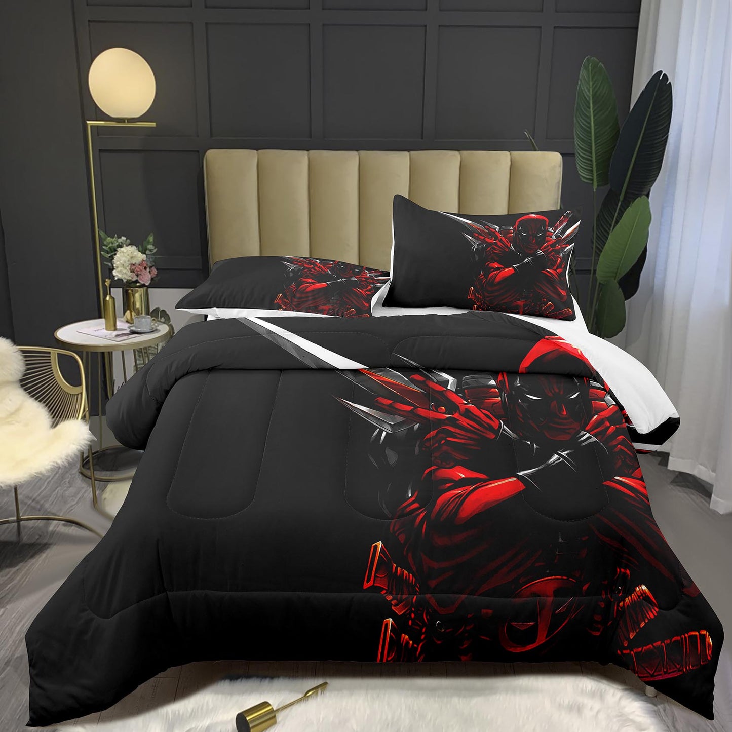 Red & Black Deadpool Comforter Set