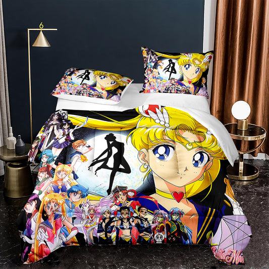 Sailor Moon Microfiber Comforter Set Bedding Set Blue