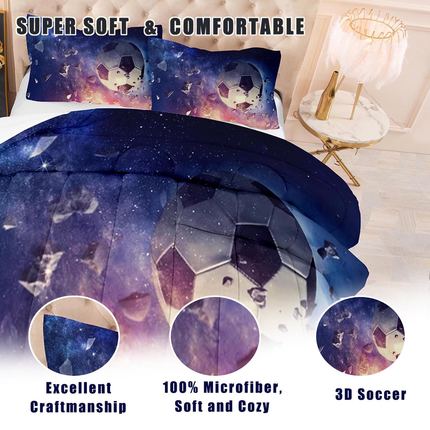 Soccer Ball Pattern 4-Piece Bed Set