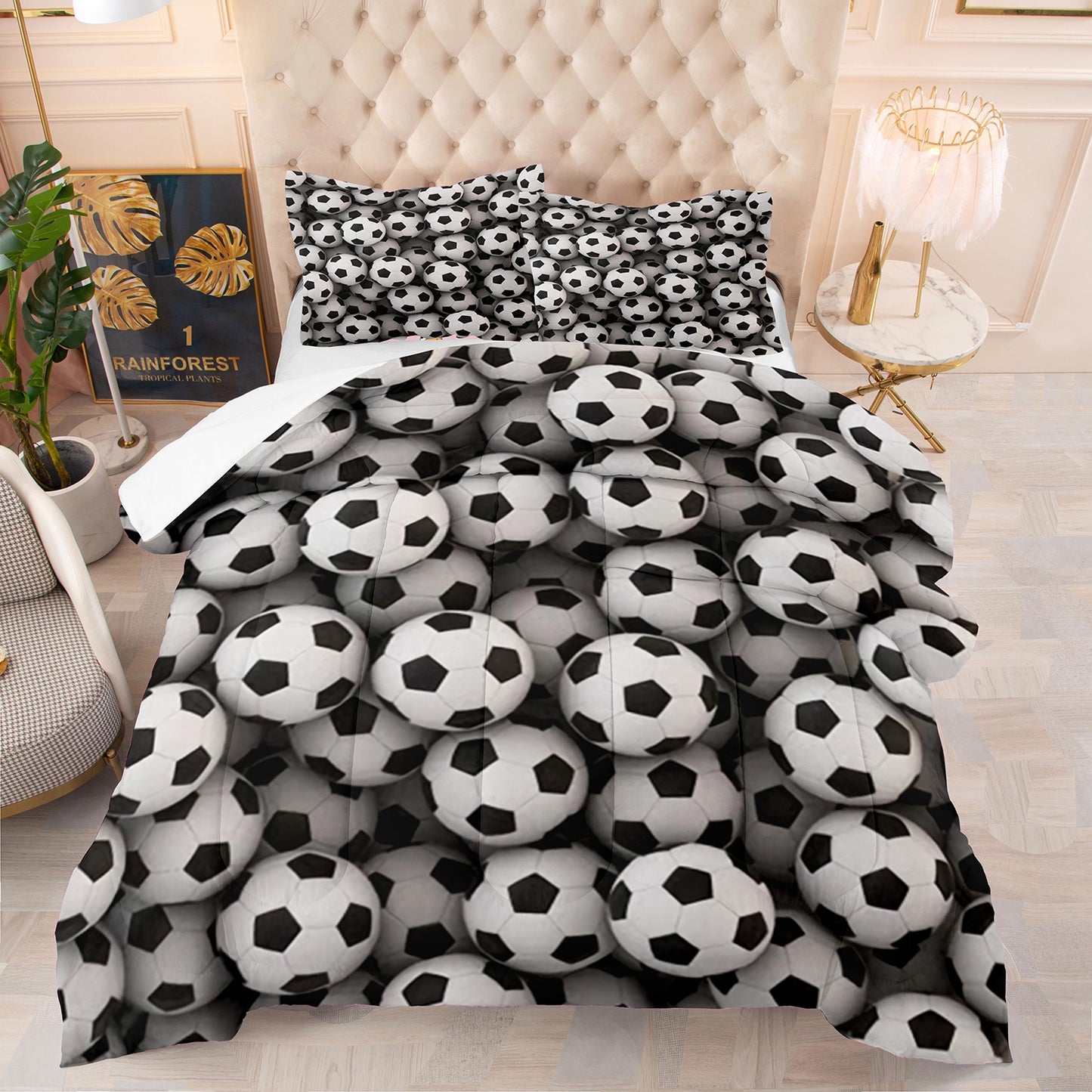 Soccer Ball Print Duvet Cover Set