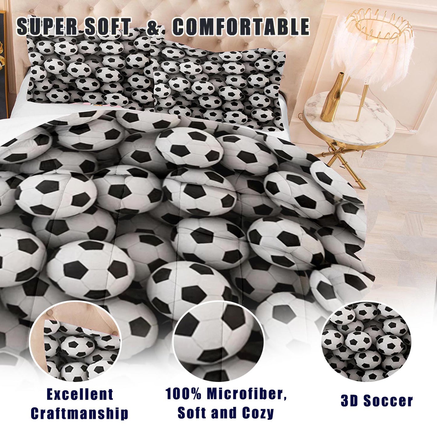Soccer Ball Print Duvet Cover Set