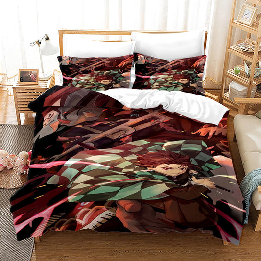 3D demon slayer bedding set Kamado Tanjirou