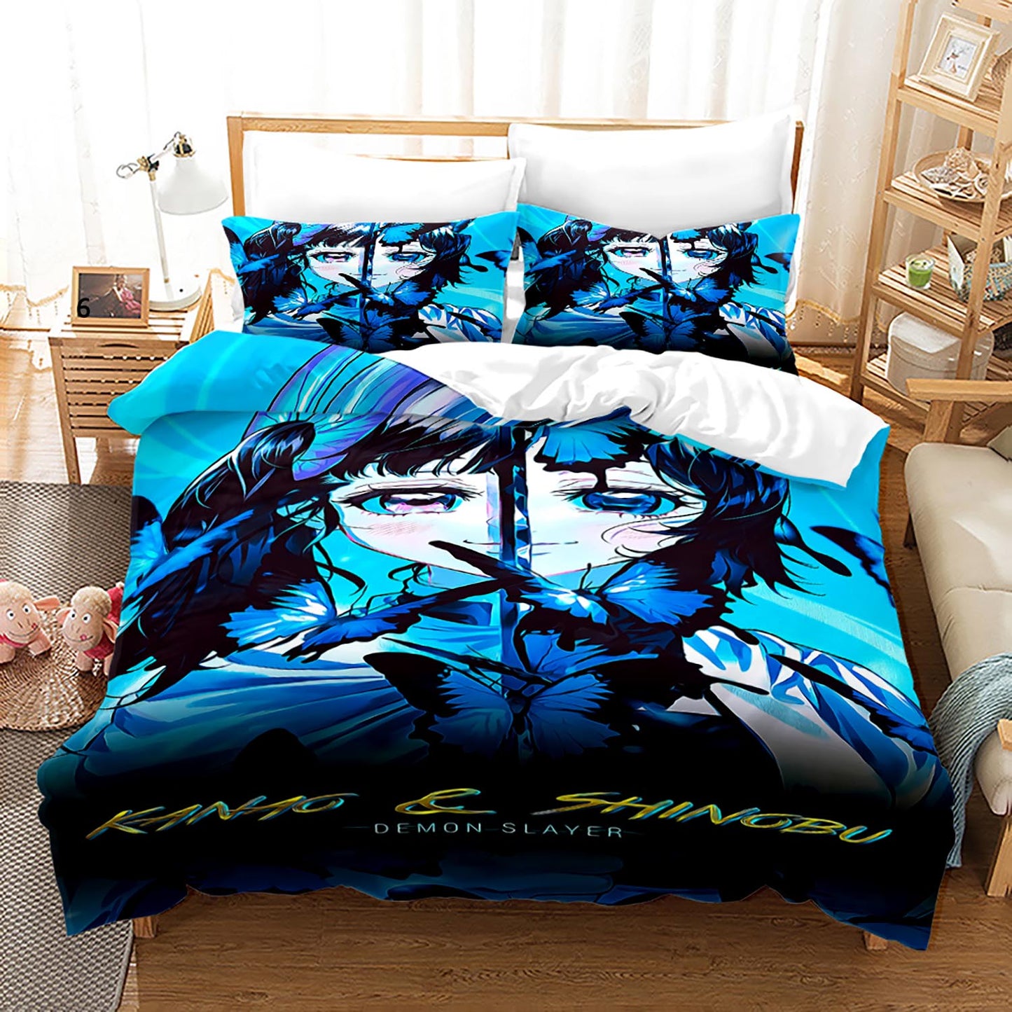 3D demon slayer comforter bedsheet set Kochou Shinobu gift for kids