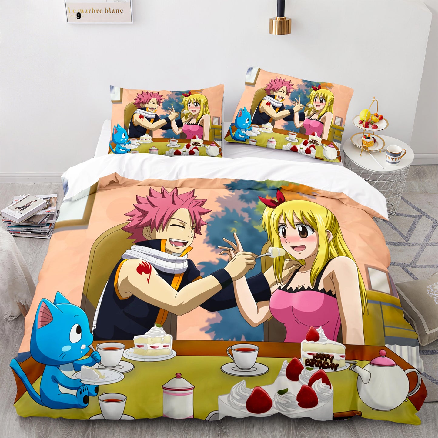 Fairy Tail comforter and bed sheet set Natsu and Lucy