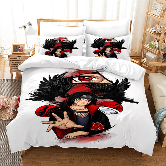 NARUTO Uchiha Itachi bleeding Sharingan comforter king 4pcs set