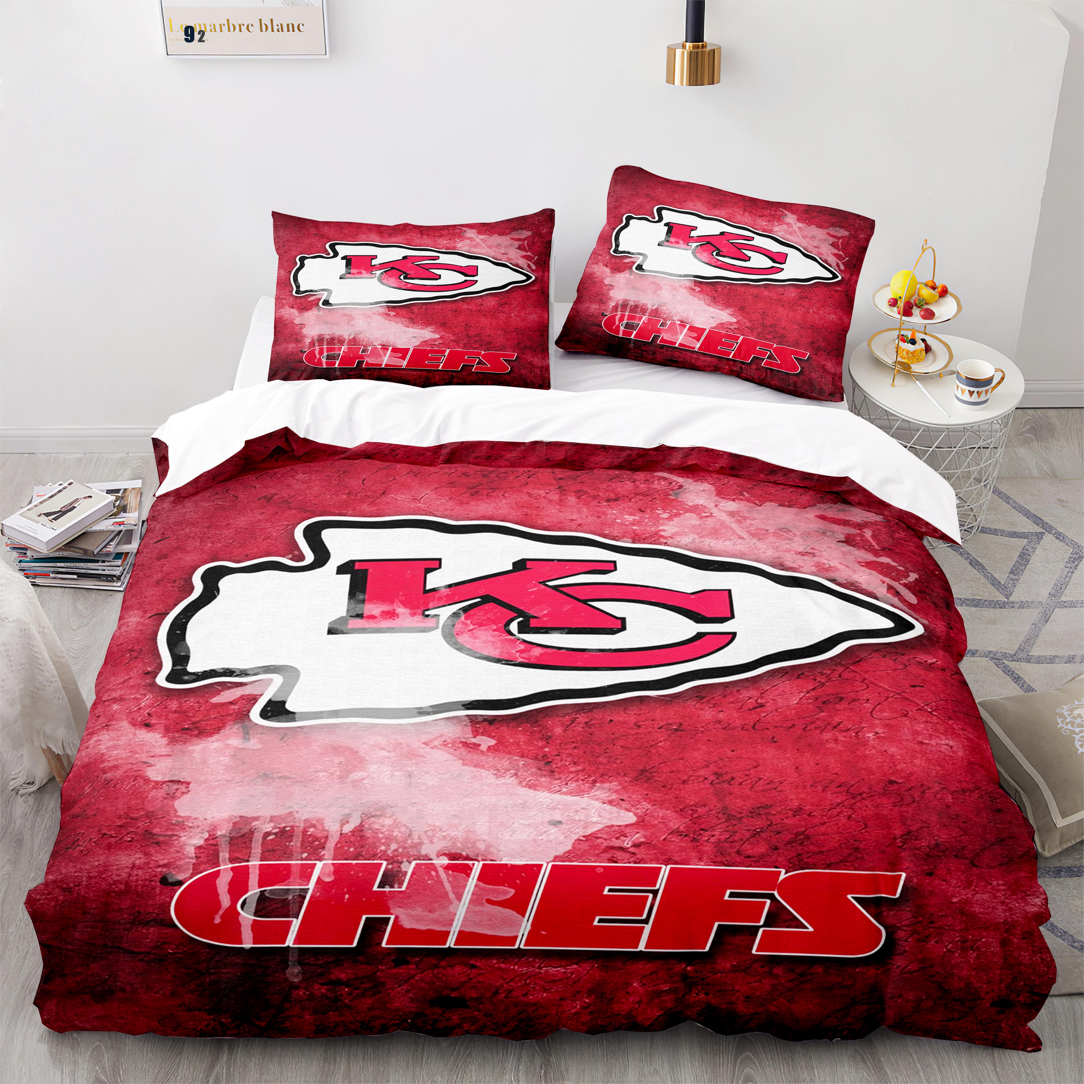 Kansas City Chiefs NFL Raw Bed Linen Set, Cotton, Zip, 135 x 200 cm Du –  Fluffy Pillow Case