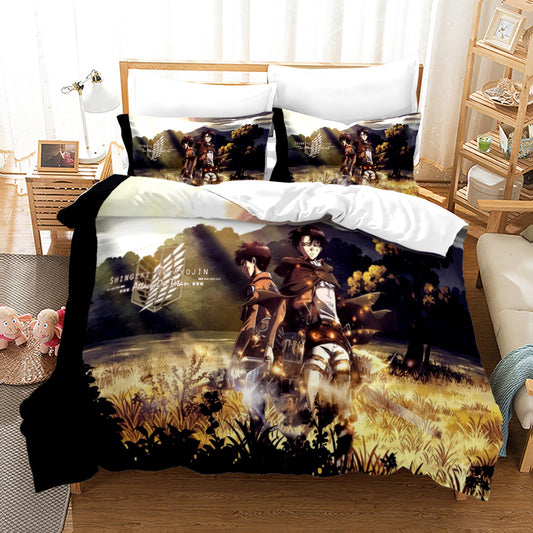 Attack on Titan 3D Comforter and bed sheet 3pcs set shingeki no kyojin