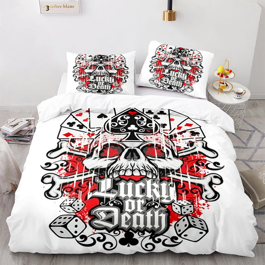 Poker Skeleton Full Size Bedding Set Lucky Or Death