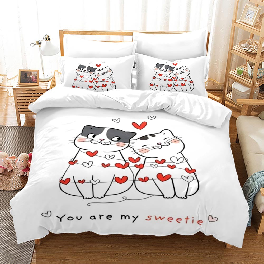 3D bed sheet set for couples you are my sweetie