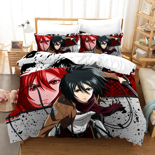 Mikasa Ackerman 3D Comforter and bed sheet set full size