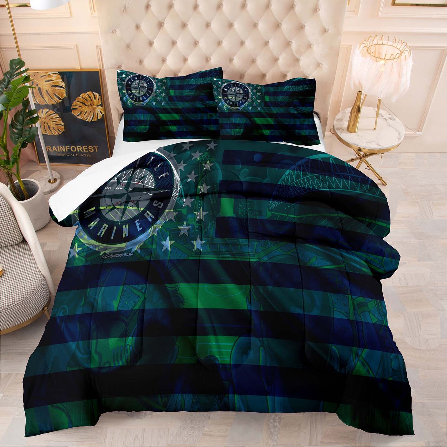 Seattle Mariners 4pcs Comforter Set Bedding Set