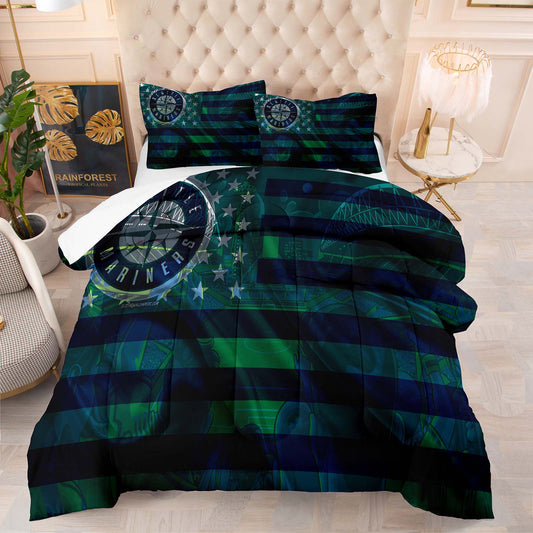 Seattle Mariners 4pcs Comforter Set Bedding Set
