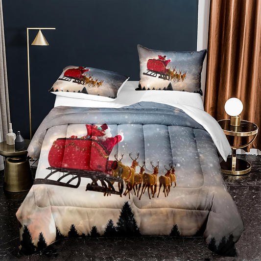 Santa Claus Theme 3D Bedding Set For Christmas