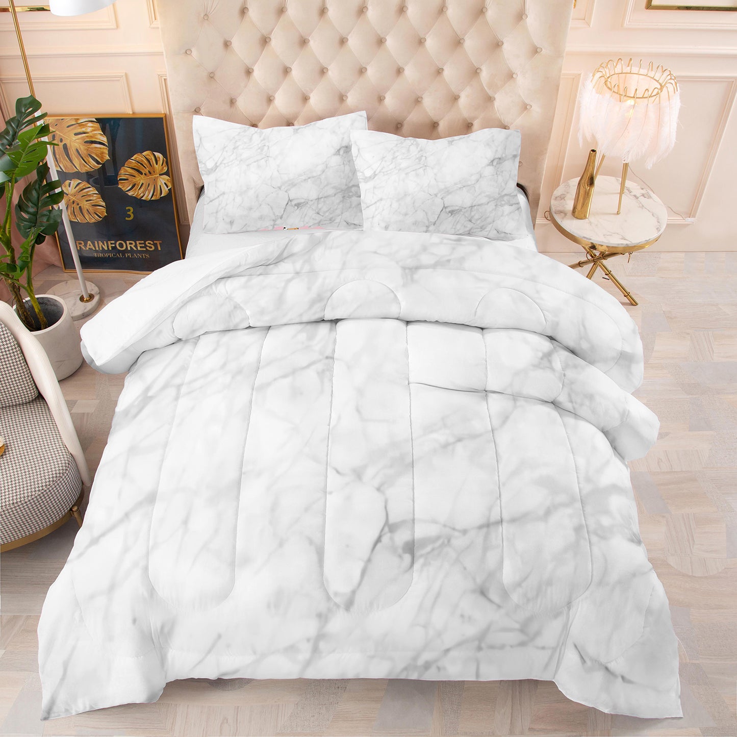 3D marble stripes comforter set