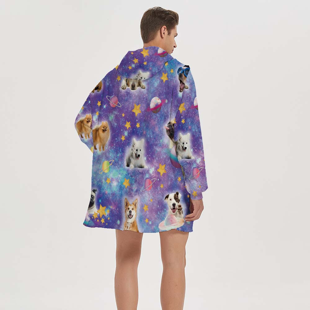 3d homewear with dog printing blanket hoodie