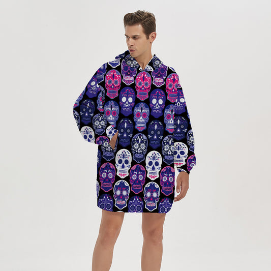 3d skull winter homewear blanket hoodie