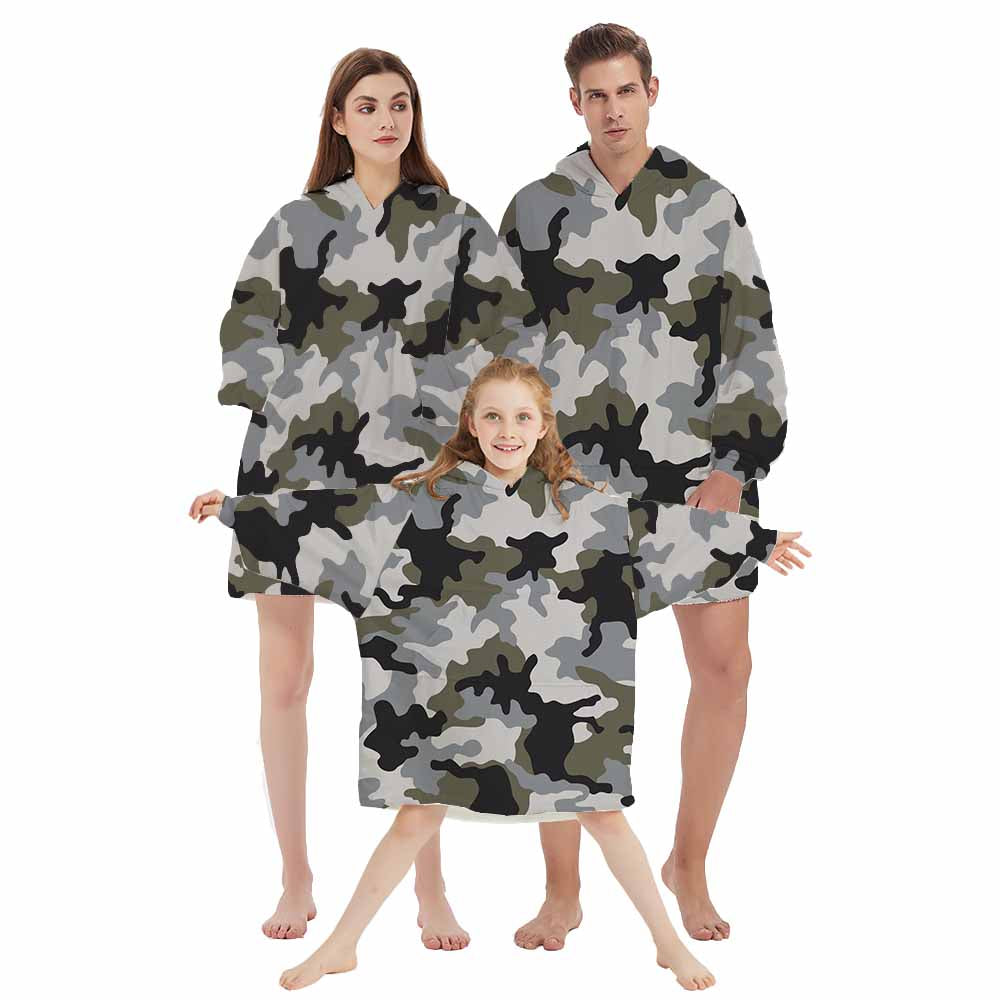 3d dark green camo homewear blanket hoodie