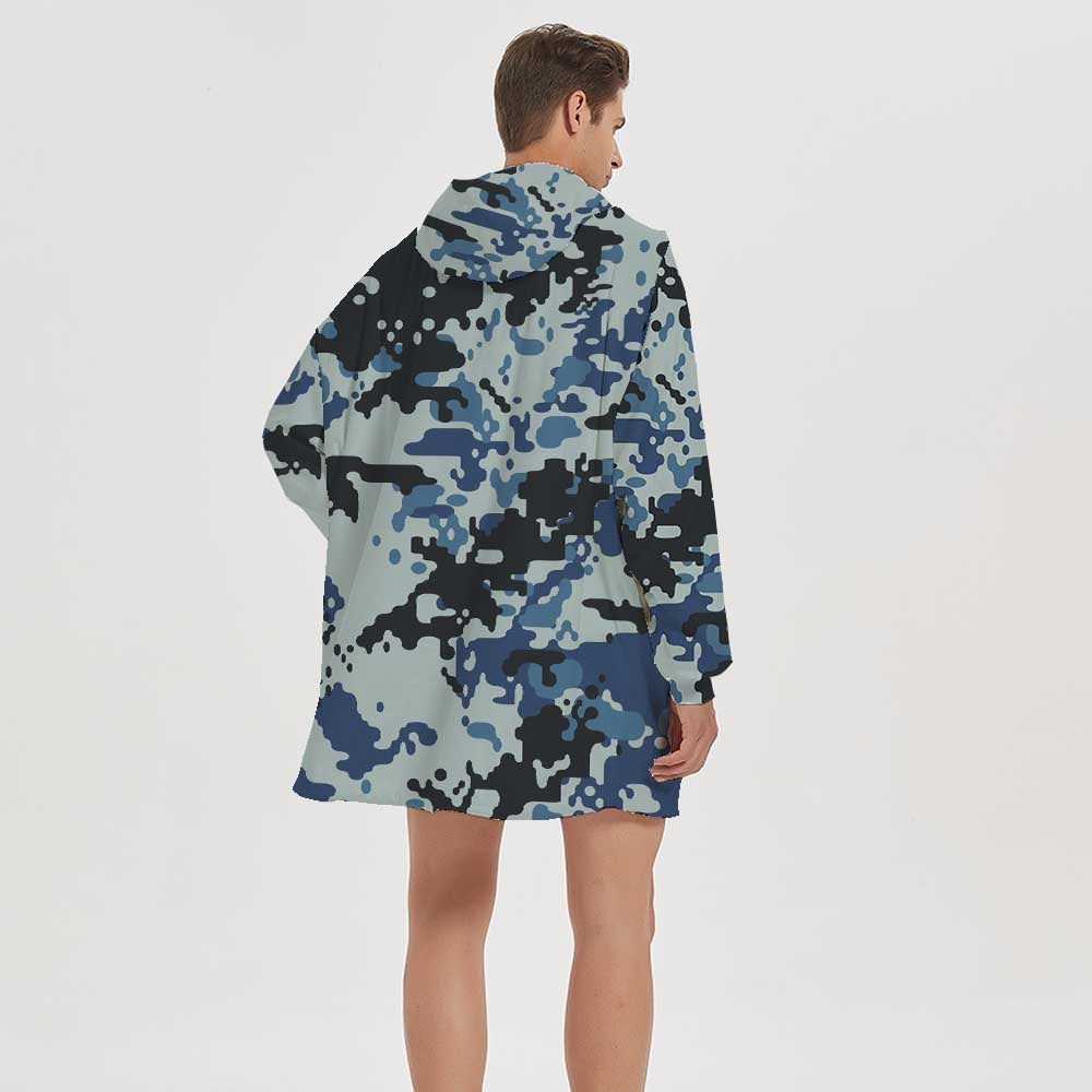 3d blue camouflage homewear blanket hoodie