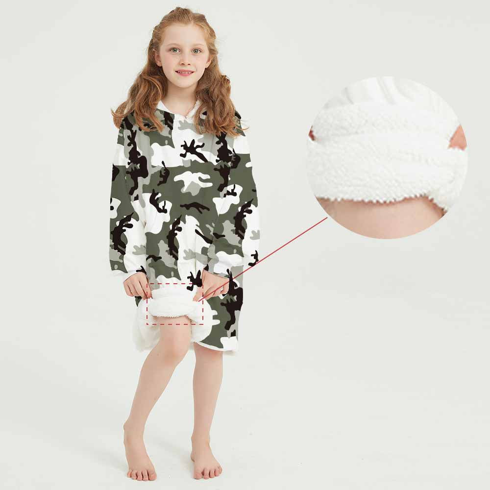 3d green and white camo homewear blanket hoodie