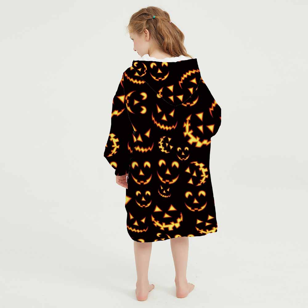 3d winter homewear halloween wry face printing blanket hoodie for kids