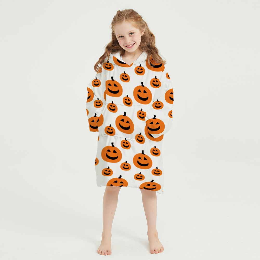 3d smile pumpkin head winter homewear blanket hoodie for children