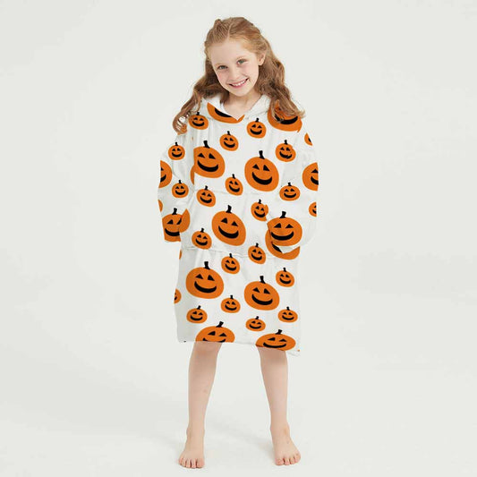 3d smile pumpkin head winter homewear blanket hoodie for children