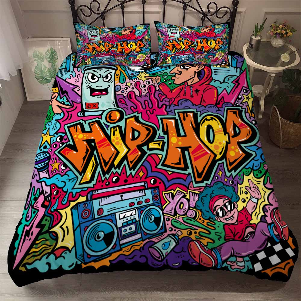 Hip-hop graffiti duvet cover set