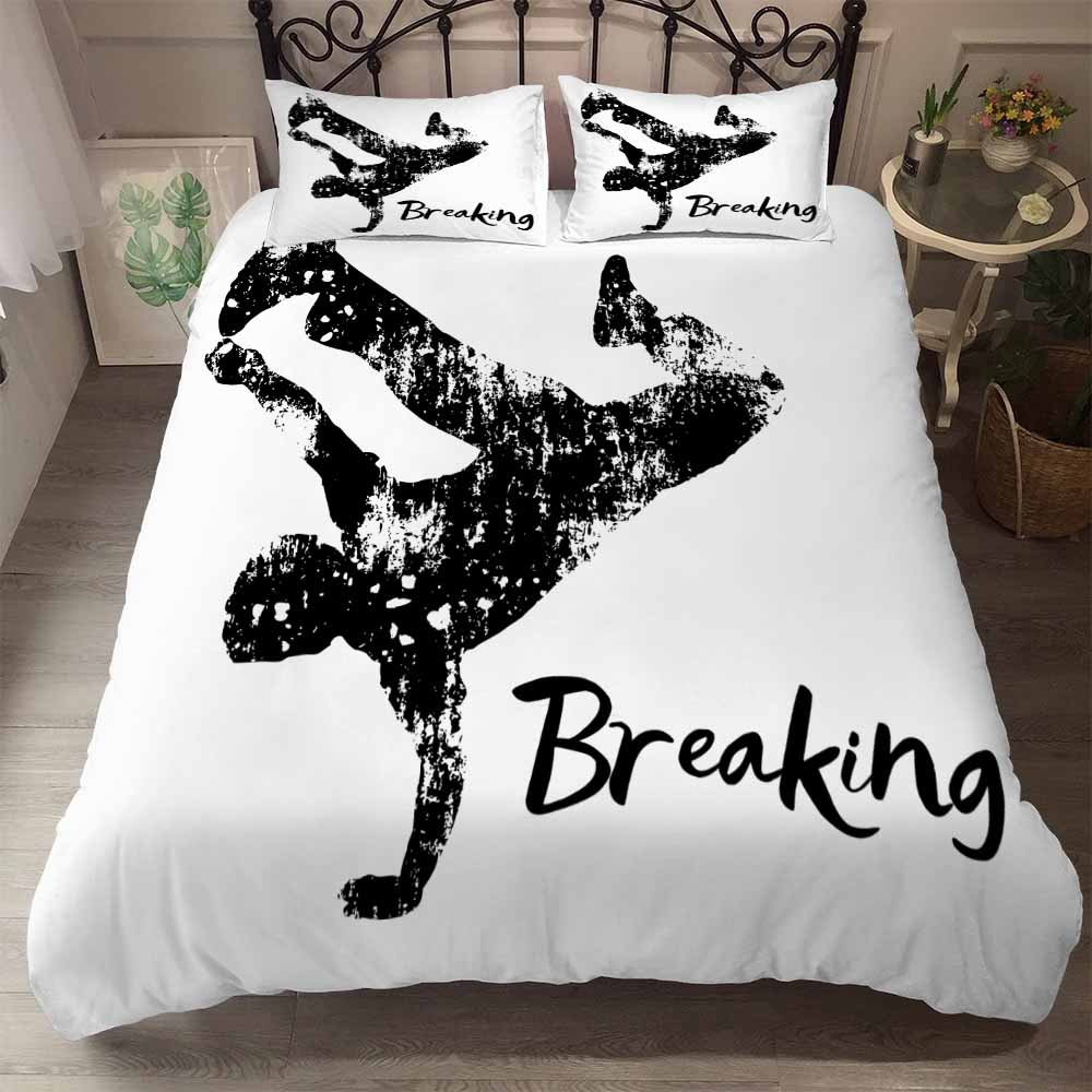 Black and white street dancer duvet cover set