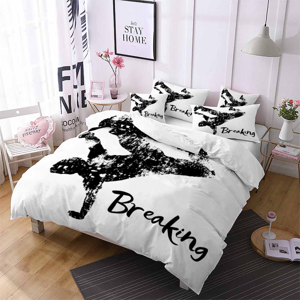 Black and white street dancer duvet cover set