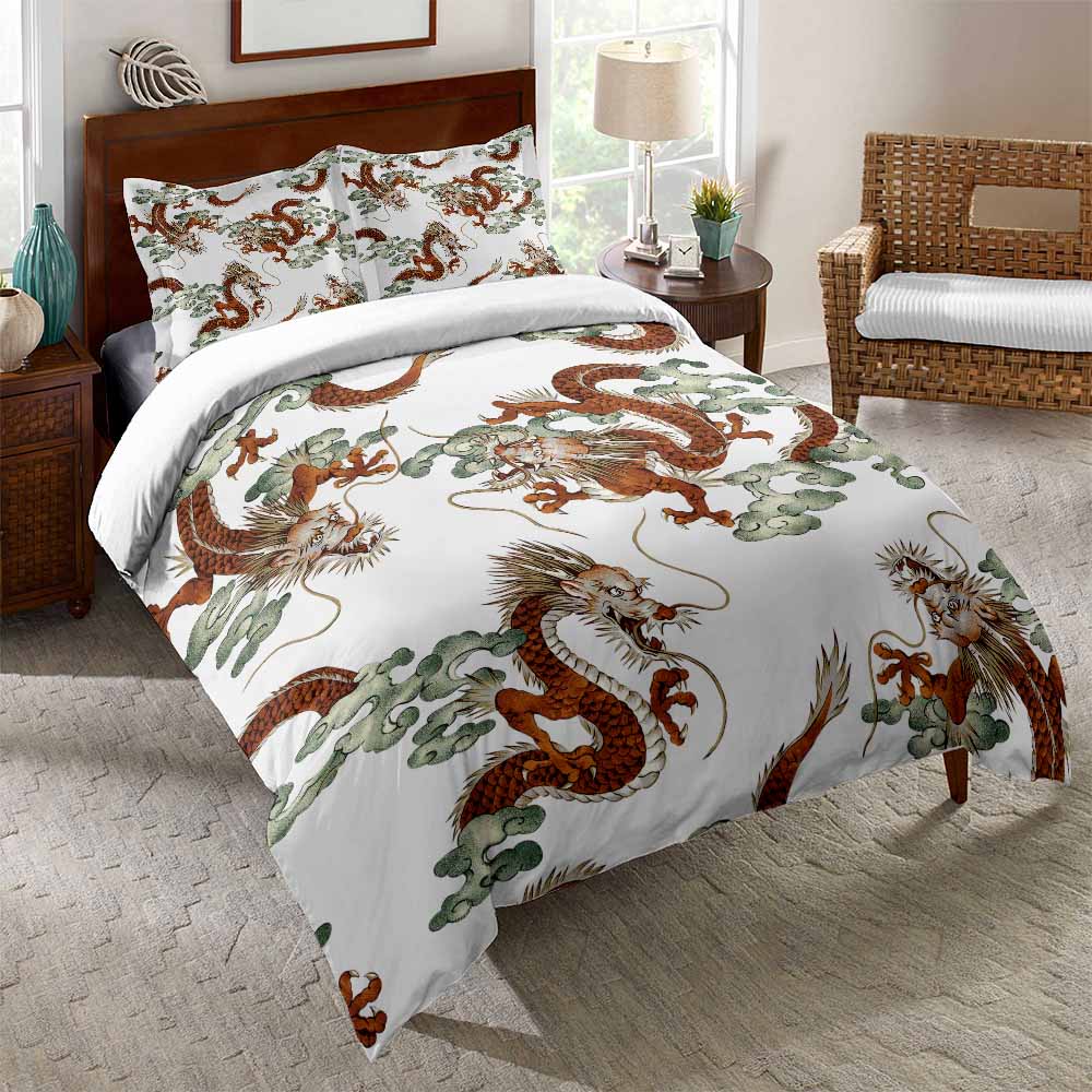 Flying Chinese dragon group duvet cover set