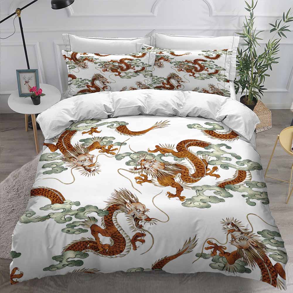 Flying Chinese dragon group duvet cover set