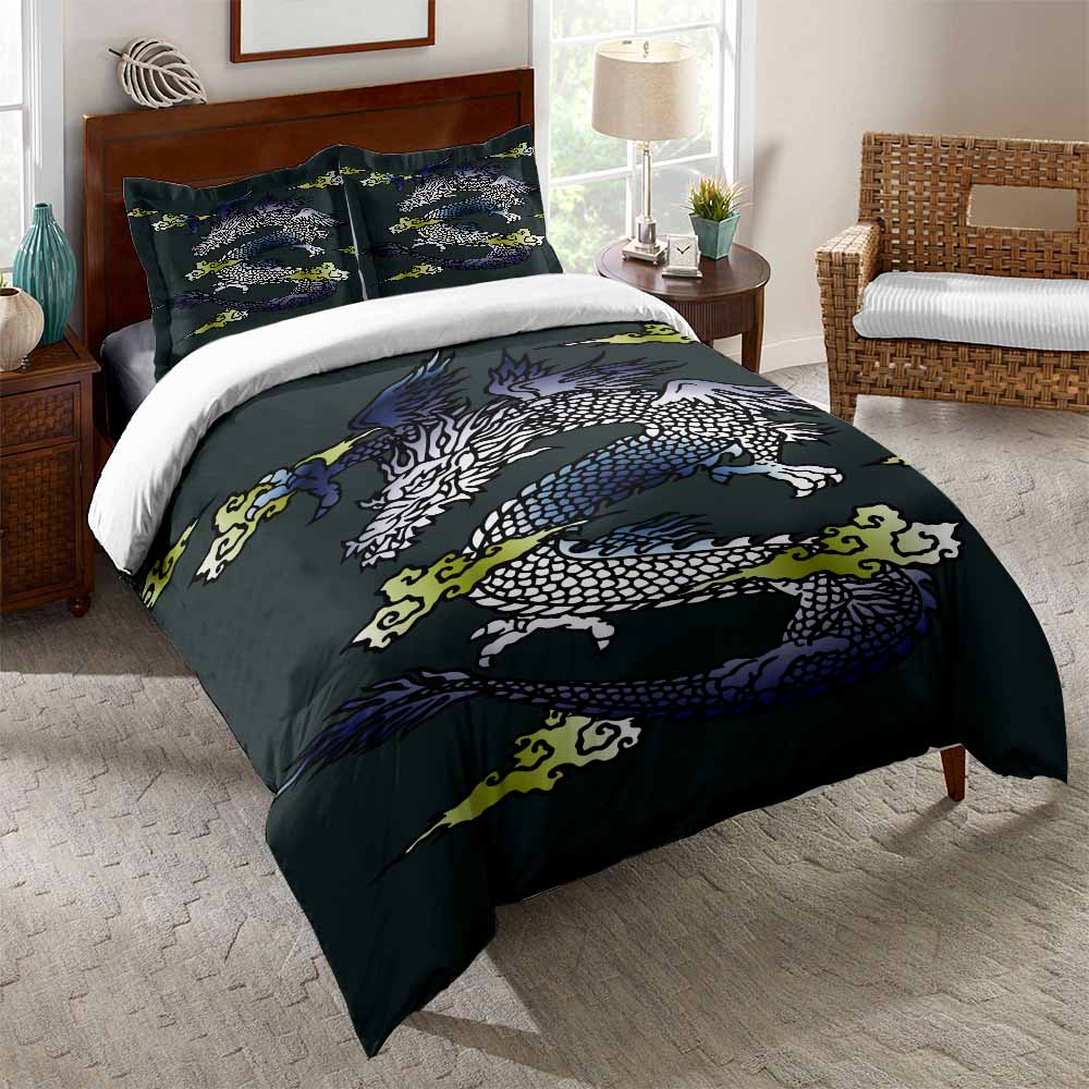 Flying evil dragon duvet cover set