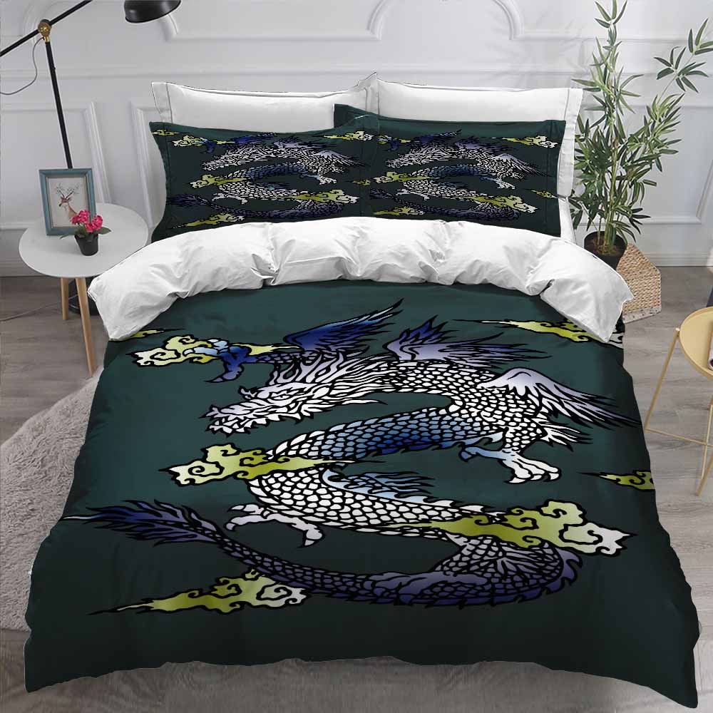 Flying evil dragon duvet cover set