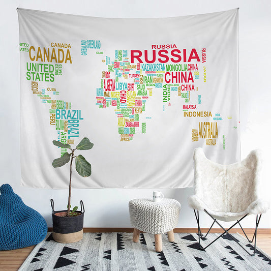 Letters world map wall tapestry Home Decor