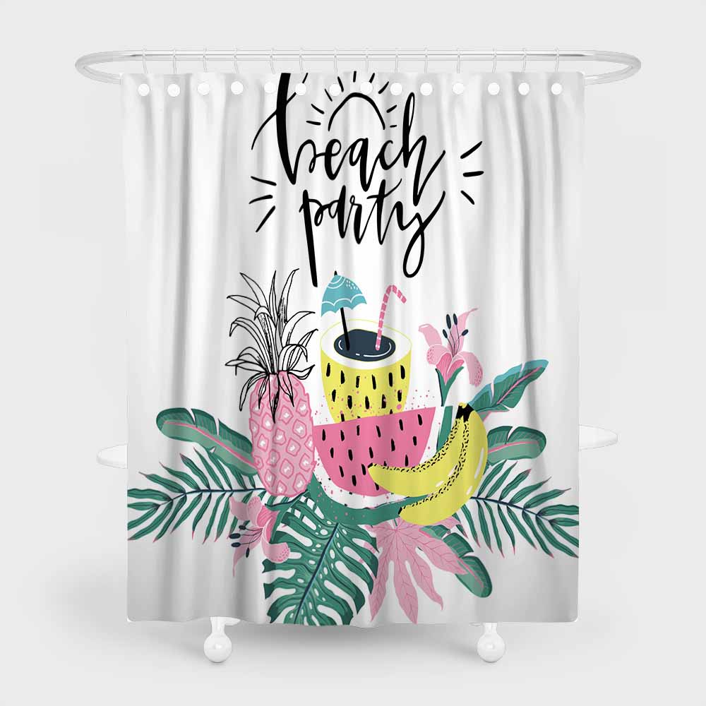 3D waterproof shower curtains beach party