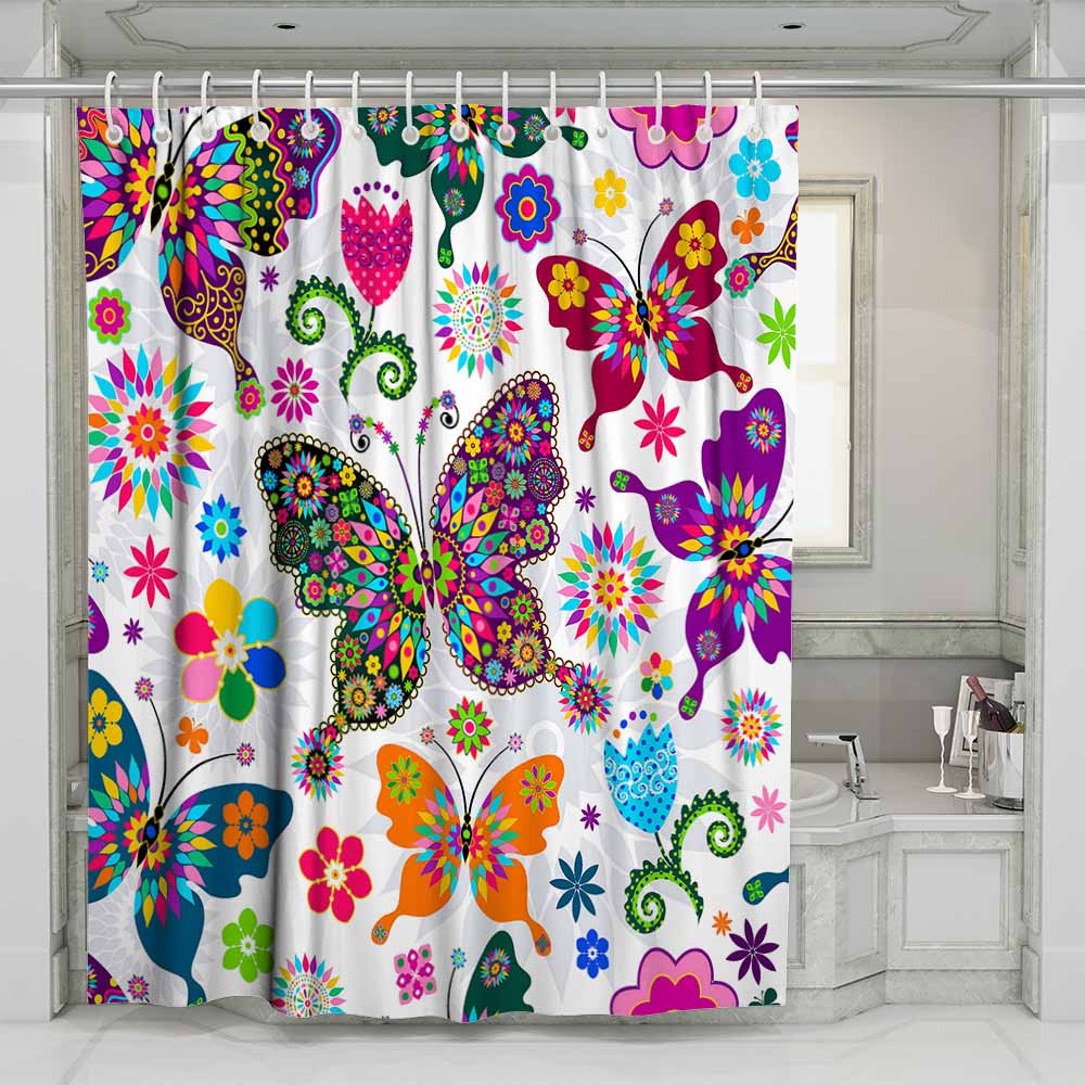 3D mildewproof colorful butterfly shower curtains home decro