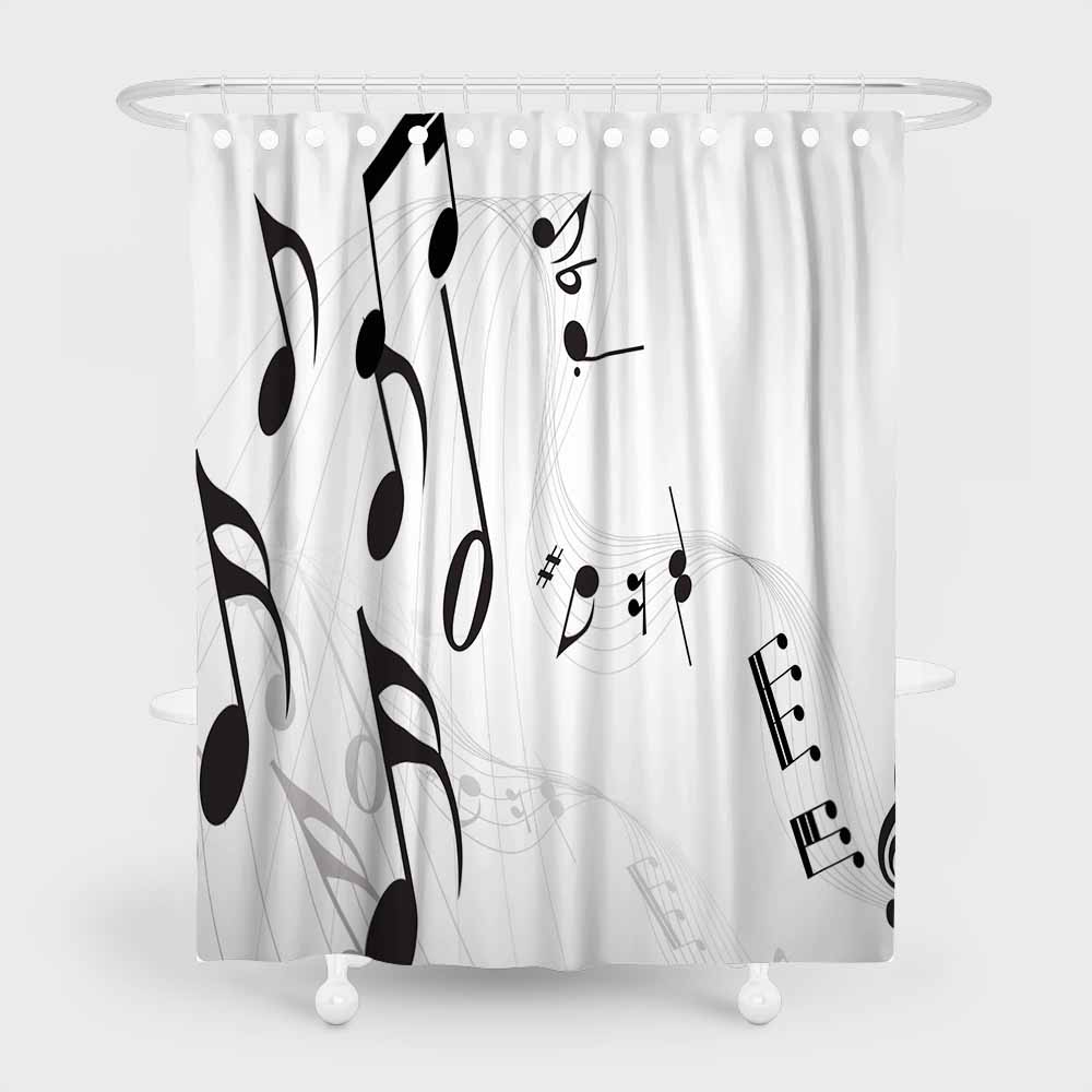 3D waterproof shower curtains flowing sheet music