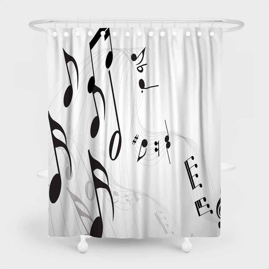 3D waterproof shower curtains flowing sheet music