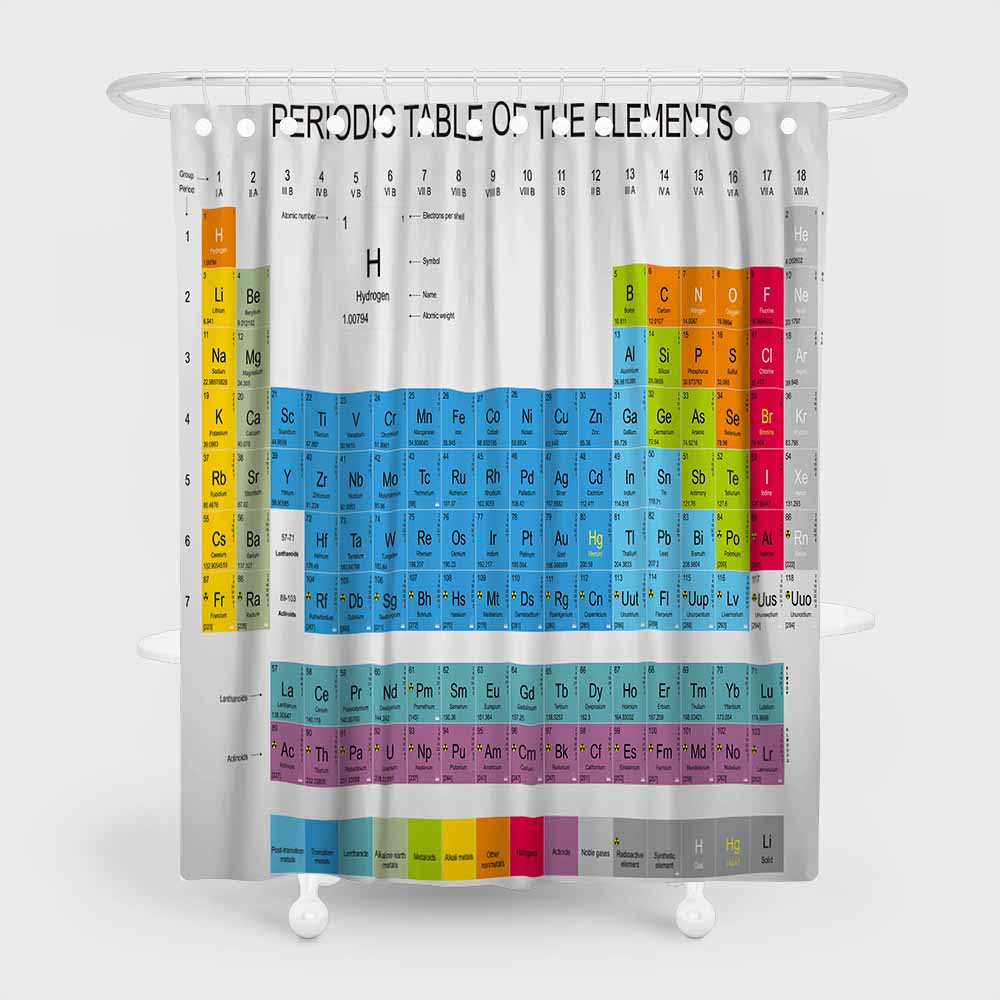 3D waterproof and mildewproof Periodic table of elements shower curtains
